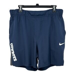 Nike Dallas Cowboys Dri Fit Shorts Men XL Navy Blue NFL Athletic Training Shorts